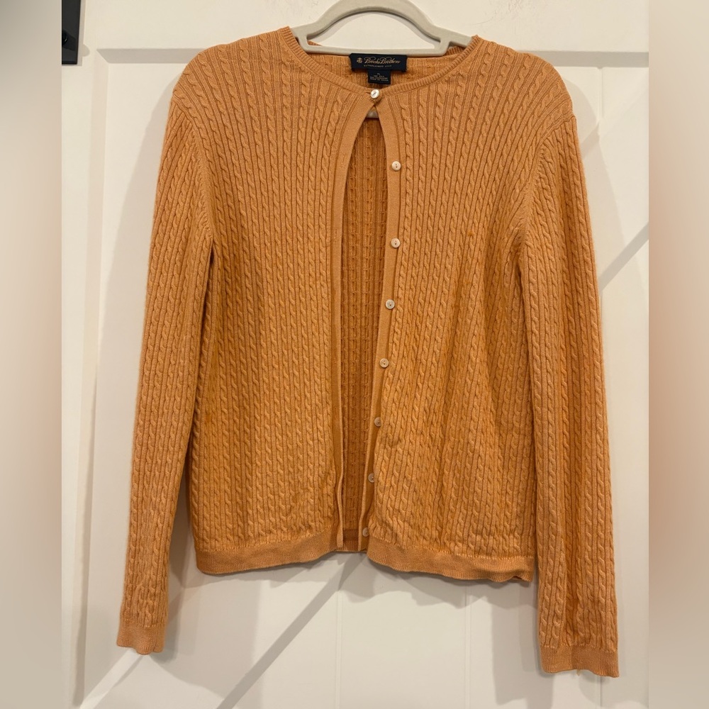 Brooks Brothers Silk Cashmere Blend Cable Knit Cardigan Sweater Size XL